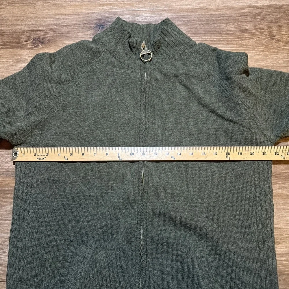 Barbour Full Zip Jumper Green Mens LARGE Soft Lambswool Hilltop Thru Seaweed